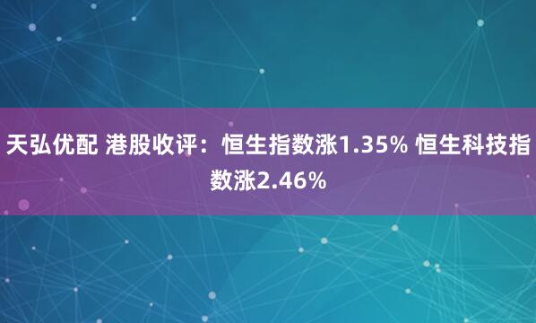 天弘优配 港股收评：恒生指数涨1.35% 恒生科技指数涨2.46%