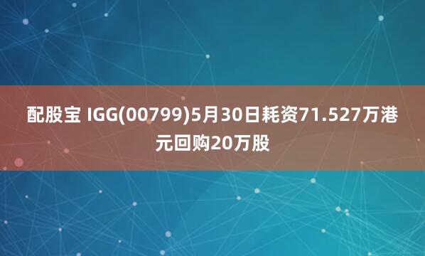 配股宝 IGG(00799)5月30日耗资71.527万港元回购20万股