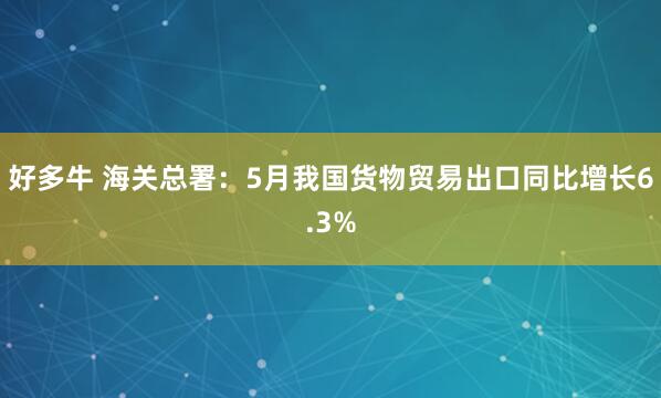 好多牛 海关总署:5月我国货物贸易出口同比增长6.3%